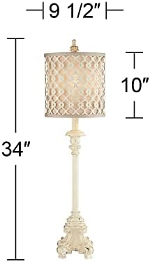 French Candlestick 34" Large Table Lamp Vichelis Ivory Finish White