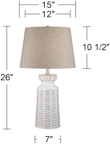 Helene 26" Tall Table Lamp Cream White Ceramic Country Rustic Tan