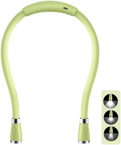 Neck Book Light LED Reading Lamp USB-C Rechargeable, Hands Free, 4 LED Bulbs, 4 Adjustable Brightness, for Reading in Bed or Reading in Car (Green)
