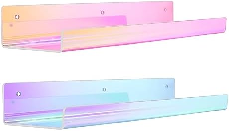 upsimples 2 Pcs 15" Iridescent Acrylic Shelves for Wall Decor and Display
