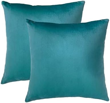RELY+ Pack of 2 Throw Pillow Covers 18x18 Inch Velvet Soft Cozy Solid Decoration Gifts Pillow Covers Luxury Cushion Case for Sofa Couch Bedroom Living Room (Teal, 18 X 18)