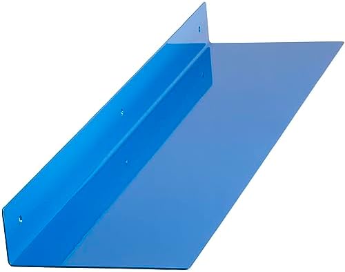 36x12 in Metal Floating Shelf Blue Wall Mounted - Made in The USA - Bedroom, Living Room, Bathroom, Kitchen