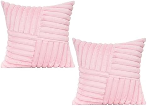 All Smiles Pink Valentines Decorative Throw Pillow Covers 18x18 Set of 2