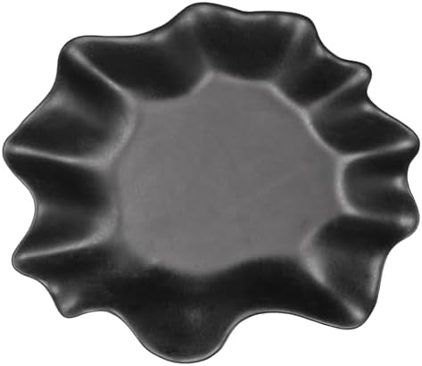 Small Black Ceramic Decorative Bowl, Modern Home Decor Centerpiece 7.8 Inches Key Jewelry Ruffle Fluted Scalloped Bowl with Wavy Edge