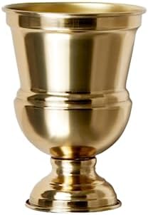 Serene Spaces Living Decorative Gold Vase Urn, Gold Vases for Centerpieces, Metal Vase Use for Home Decor, Wedding, Parties, Floral Arrangements, Measures 5.5" Diameter & 7.5" Tall