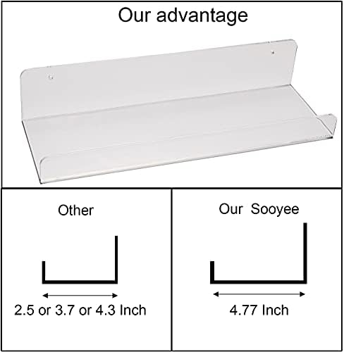 Sooyee Acrylic Shelves,8 Pack 15 Inch Floating Wall Mounted Shelves, Funko Pop Display Case,Invisible Kids Book Shelf,Picture Ledge Shelf Decor Accents,Bathroom Shelf,Clear