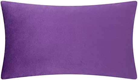 JWH 3D Flower Throw Pillow Cover Velvet Bright Violet 12x20 Inches