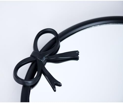 9.8-inch x 9.8-inch Arched Plastic wall Mirror with Bow at top, Modern Decorative Mirror, Small Arched wall Mirror Suitable for entryways and hallways (Black, 9.8x9.8 inch)