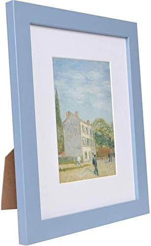 Muzilife Blue 8x10 Wood Picture Frame with Mat, Real Glass Cover, 4 Pack