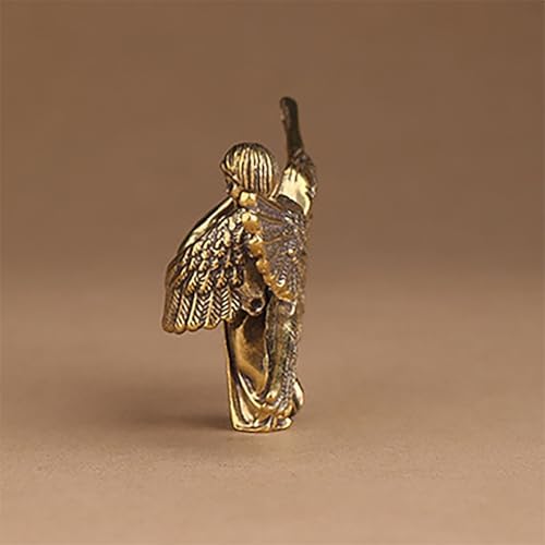 Copper Praying Baby Angel Figurine Statue Cute Memorial Six Wings Cherubs Sculpture Portable Mini Size Home Decorations Office Desk Decor Ornament Gift for Lover Kids Boy Girl Friends