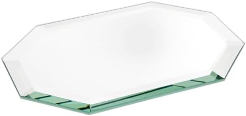Plymor 5 x 7 inch Long Octagon, 5mm Thick, Beveled Glass Mirror, Pack of 12 | Table display & centerpieces; includes felt pads to protect surfaces; mosaics, crafts & DIY; silvered glass