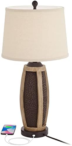 Parker 28 1/2" Tall Table Lamp USB Bronze Brown + Round + Acrylic Risers
