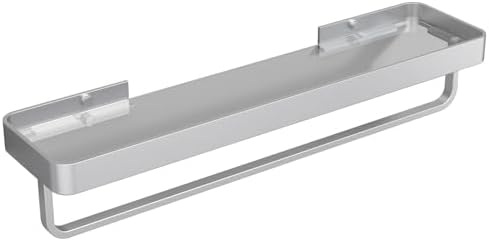 Danpoo 20 Inch Long Floating Bathroom Shelf with Towel Bar, Clear Tempered Glass Wall Shelf for Bathroom Storage Organizer, Matte Silver
