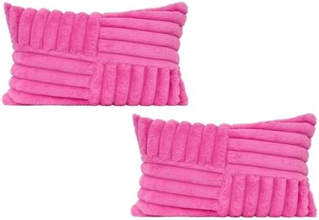 All Smiles Hot Pink Lumber Decorative Throw Pillow Covers 12x20 Set of 2