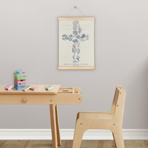 SereneHanctuary Christian Beach Coastal Wall Art, Shell Bible Verses Wall Decor, Christian Poster Hanger Frame for Nursery Room Bedroom Classroom,12X16Inches