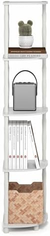 Furinno Turn-N-Tube Storage Shelves, 5-Tier Open Frame Book Shelf, Standing Corner Shelf, Toolless Open Shelves, Classic Tubes, for Organization and Storage, Living Room, Home Office, White
