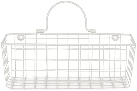 DII Farmhouse Vintage Decor, Wire Wall Basket, Small, Antique White, 2 Piece