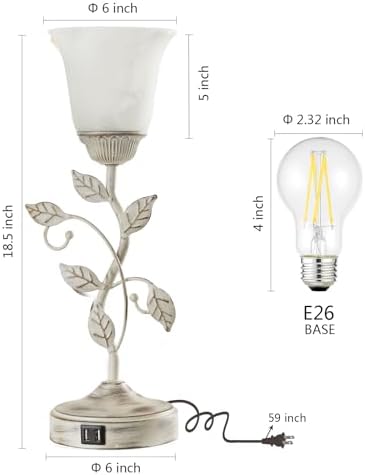 Rustic Touch Table Lamp for Bedroom with 2 USB C+A Ports