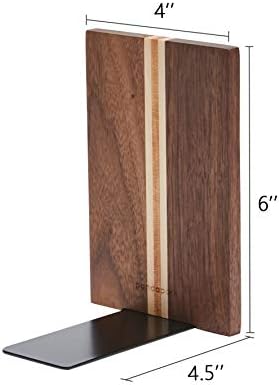 Pandapark Wood Decorative Bookends,Non-Skid Bookend for Shelves,Heavy Duty Bookends,Book Stand for Books/CDs,1 Pair