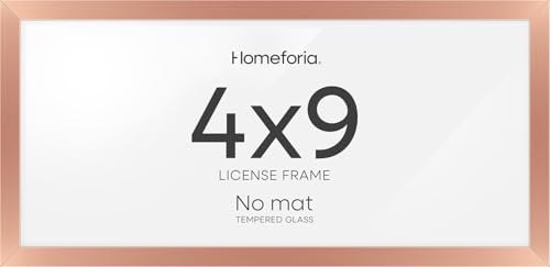 Homeforia 4x9 Rose Business License Frame, High-End Metal, Glass
