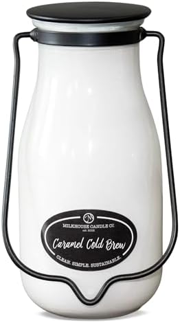 Milkhouse Caramel Cold Brew Soy Candle, 14 oz Milkbottle, 90+ Hr Burn