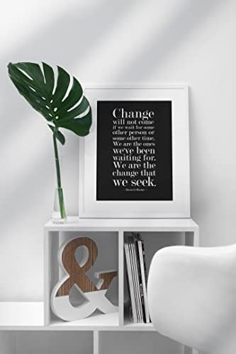 Barack Obama Poster Quote Change Will Not Come Motivational President Famous Office Decor Cool Wall Art Print Poster 12x18