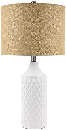Catalina Lighting 19970-001 Modern Quilted Ceramic Table Lamp, Table Lamp for Office, Dorm, or Bedroom, Reading Light Nightstand Lamp, LED Bulb NOT Included, 26.6", White