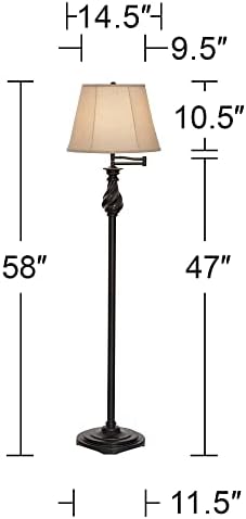Regency Hill 58" Tall Restoration Bronze Swing Arm Floor Lamp