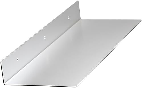 24x8 in Metal Floating Shelf Silver Wall Mounted - Made in The USA - Bedroom, Living Room, Bathroom, Kitchen