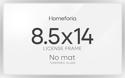 Homeforia 8.5x14 Silver Marriage License Frame, High-End Metal, Glass
