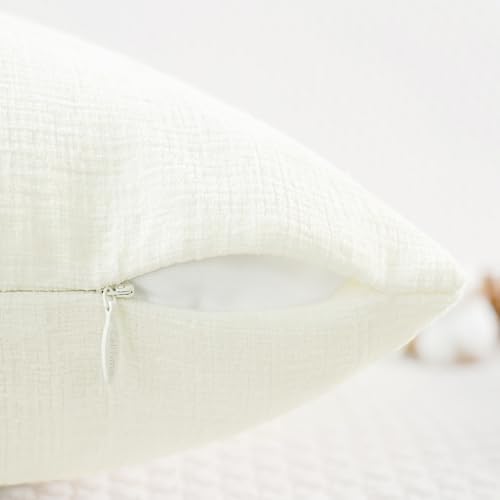 CaliTime Decorative Couch Throw Pillow Covers 22 X 22 Inches Cream