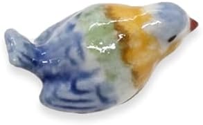 WitnyStore Tiny ½ Inch Multicolor Tit Bird Figurine - Miniature Hand Made Painted Ceramic Birds Aves Colorful Porcelain Feathered Animals Cute Decorative Collectible Figures Home Décor Gifts