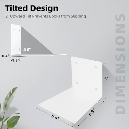 STORAGE MANIAC Invisible Floating Bookshelves Wall Mounted White
