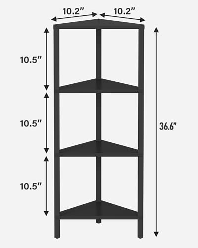 TUTOTAK Corner Shelf, 4-Tier Corner Bookshelf for Small Space