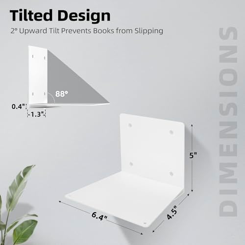 STORAGE MANIAC Invisible Floating Bookshelves Wall Mounted White