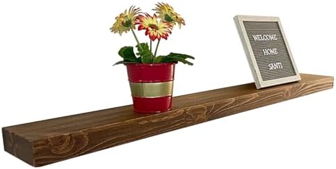 joelsantiques 48 Inch Wooden Floating Shelves for Wall -48x6x2 in -Made of Natural Wood - Long Heavy Duty Rustic Wall Shelves for Bedroom - Laundry Floating Storage, Kitchen Shelf -Medium Brown