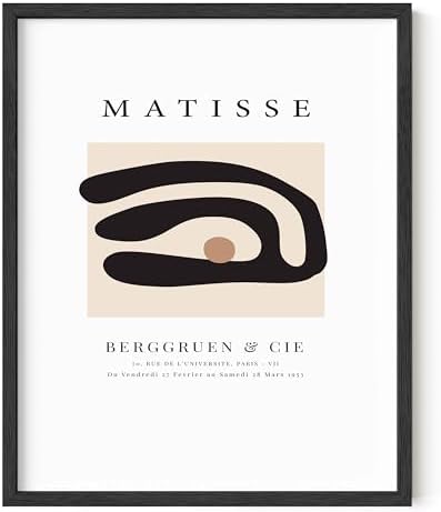 HAUS AND HUES Matisse Poster Prints, 16x20 Black Framed, Abstract Art Prints - Wavy Leaves, Minimalist Wall Art for Living Room Decor, Home Decor, Gallery Wall