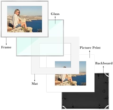 Frametory 12 Pack 14x18 Aluminum Frame with Mat for 11x14 Photo, Silver