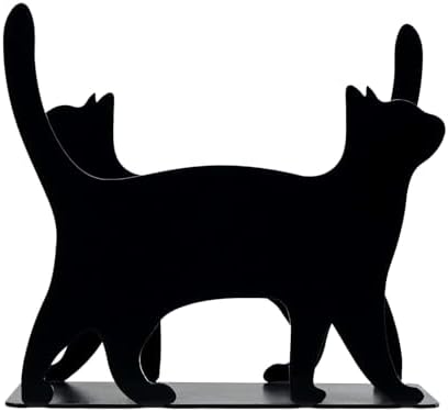 SOFFEE DESIGN Iron Vertical Cat Napkin Holder, Animal Shadow Napkin Stand Convenient Desktop Storage Decoration, Adorable Paper Towel Dispenser for Kitchen Countertops, Dining Table, Black