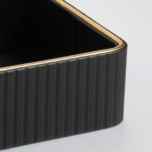 Desk Organizer Tray, PU Leather Nightstand Organizer, Black, Small