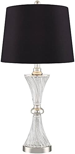 Copeland 25.5" High Table Lamps Set of 2 Chrome Clear Glass USB Port Modern