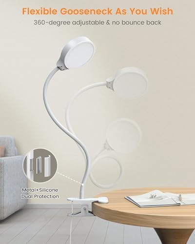Glocusent 5W Desk Lamp with Remote, 3 Colors & 5 Brightness Reading Lights