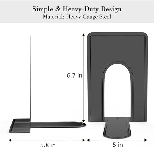 Optomni Book Ends, Bookend Supports Heavy Duty Metal Bookend Support, Book Ends Supports for Shelves Decor Home Office School (6 Pairs/12 Pieces, Black)