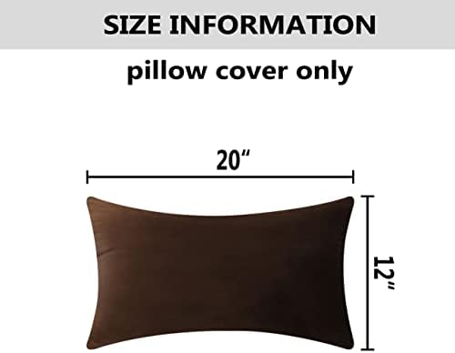Home Brilliant Brown Lumbar Pillow Cover Velvet Oblong Throw Pillows for Sofa Couch Bench, Set of 2, 12 x 20 Inches(30x50cm), Brown