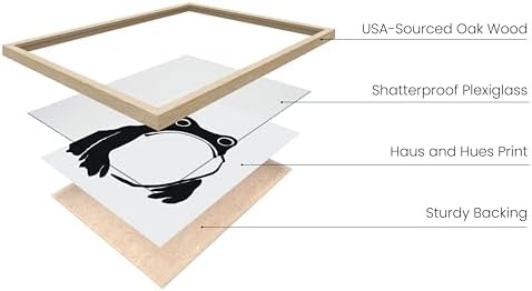 HAUS AND HUES Japanese Wall Art - Matsumoto Hoji Frog Print, Wabi Sabi Frog Art, Japandi Decor for Bedroom or Living Room, Japanese Art 12x16 Beige Frame