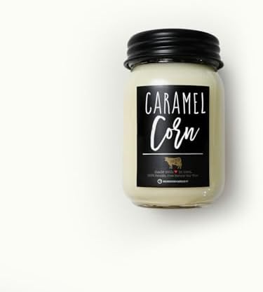 Milkhouse Caramel Corn Soy Candle, 13 oz Mason Jar, 70+ Hr Burn