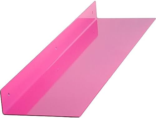 24x8 in Metal Floating Shelf Pink Wall Mounted - Made in The USA - Bedroom, Living Room, Bathroom, Kitchen