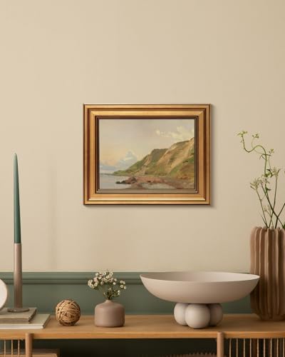 WHASAYART Gold Framed Vintage Wall Art for Living Room Canvas Coastal Wall Pictures Classic Landscape Painting Shelf Decor Natural Aesthetic Room Decoration Elegant Artwork Print for Bathroom, Bedroom