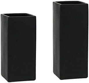 WGV Ceramic Block Vase 5" W x 12" H, (Multiple Size/Color Choices) Matte Tall Square Flower Planter Pot, Accents Home Office Tabletop Decor, Ideal Gifts Black 1 Piece (CSB0512BK) (Pack of 2)