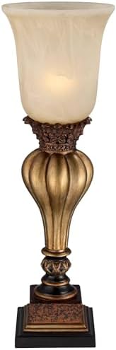 Sattley 23 1/4" High Table Lamp Gold Alabaster Glass Accent Console Cottage